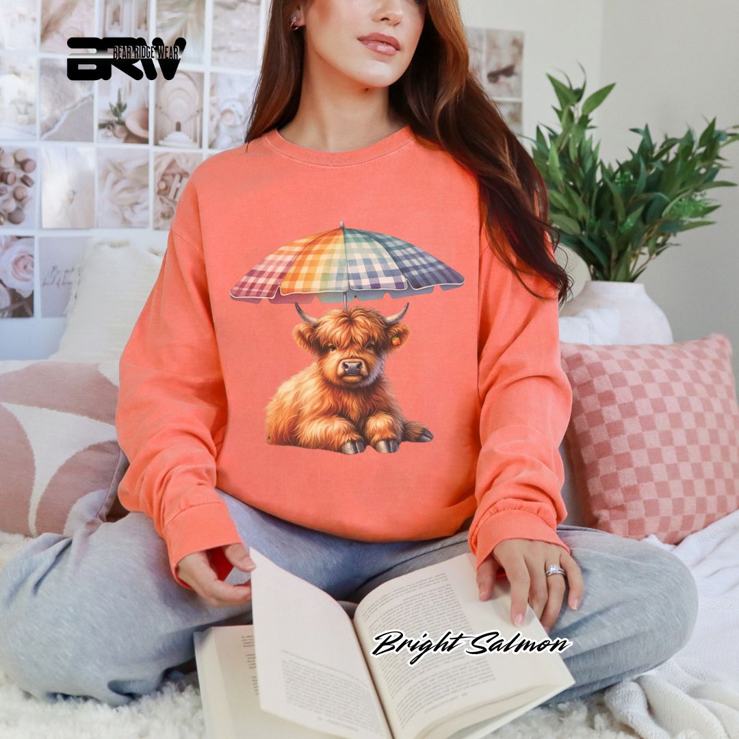 'Highland Cow-Umbrella' Summer Long Sleeve Tee
