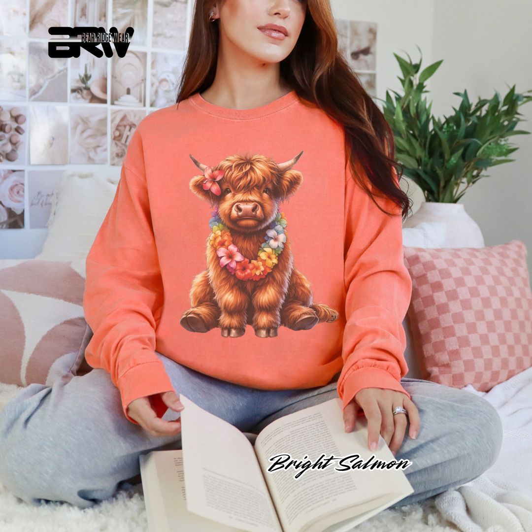 'Highland Cow-Lei' Summer Long Sleeve Tee