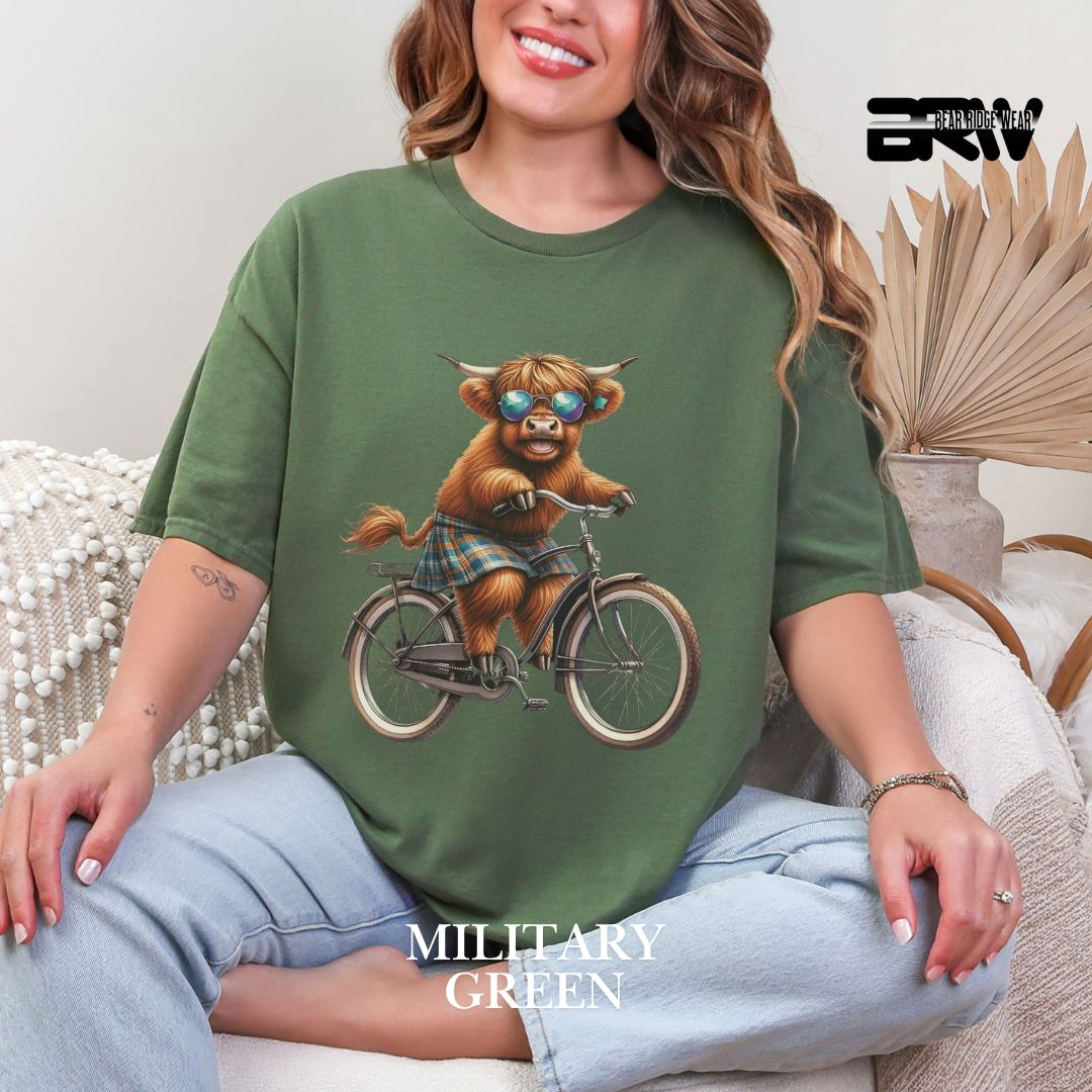 'Highland Cow- Bicycle' 2 Summer Tee