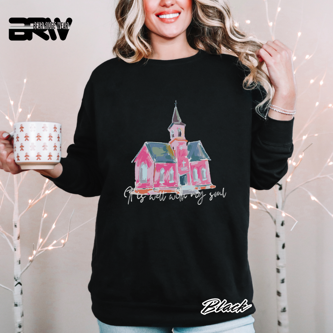 'It Is Well With My Soul' Black Faith Crewneck Sweatshirt